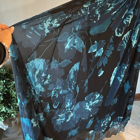 Alexa B maxi / midi mesh evening dress stretch halter waisted flowy floral 12 - Picture 6 of 14